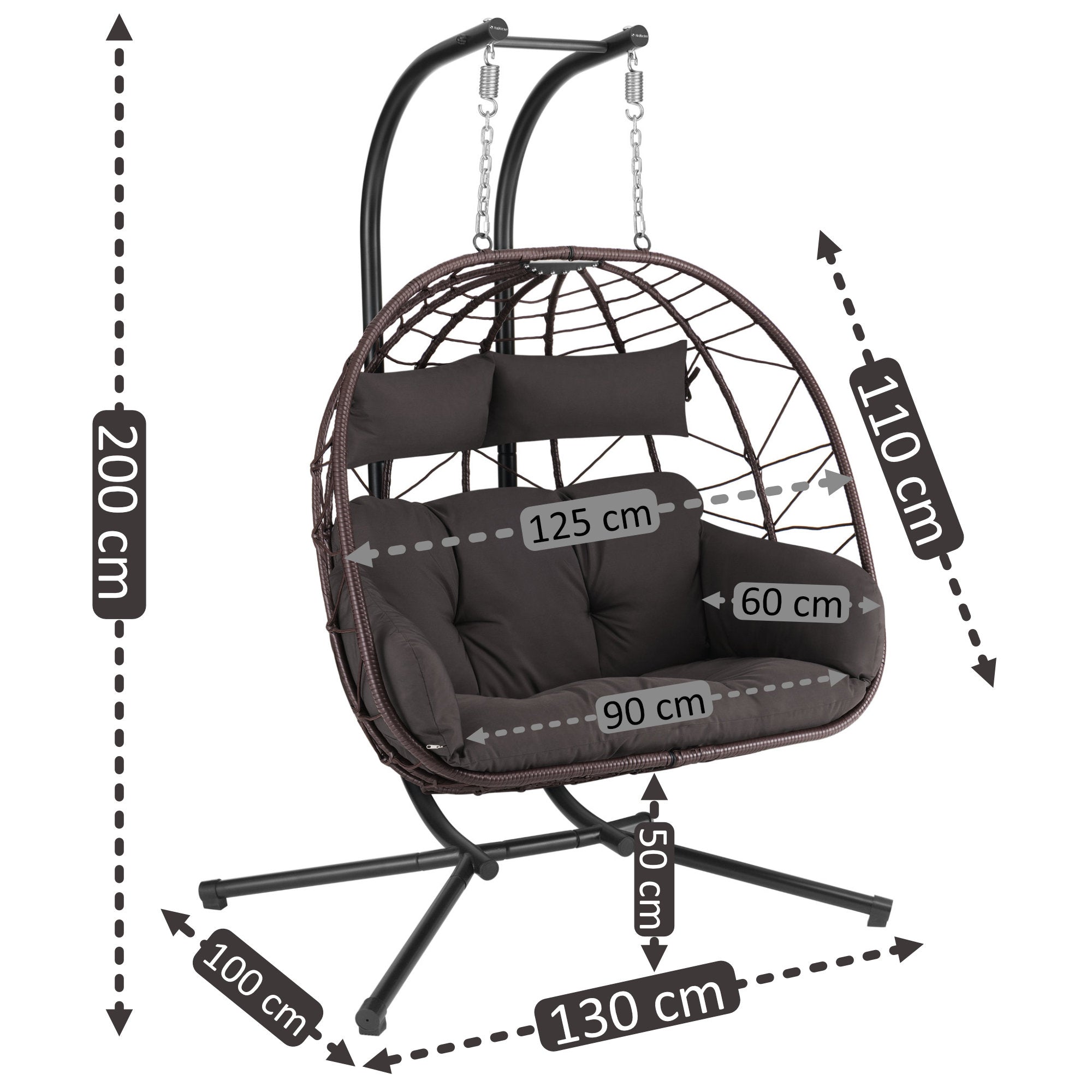 Fauteuil suspendu XXL, pour 2 personnes, structure incluse