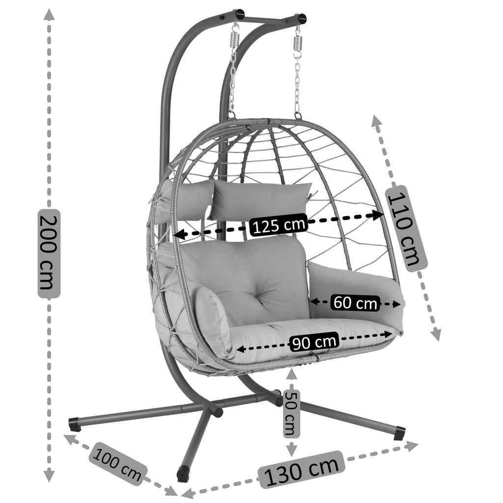Fauteuil suspendu XXL, pour 2 personnes, structure incluse