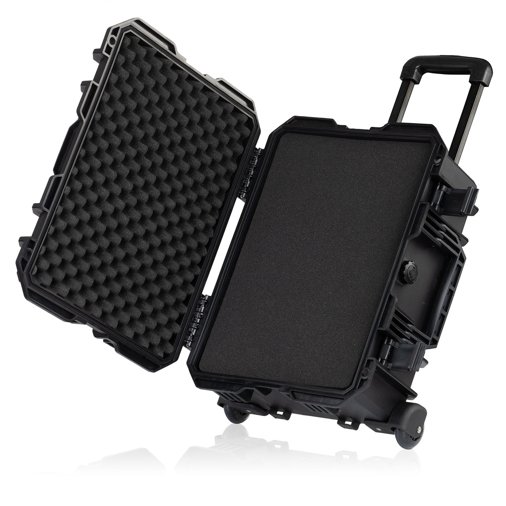 Transport case, 18 liters, including foam padding and wheels