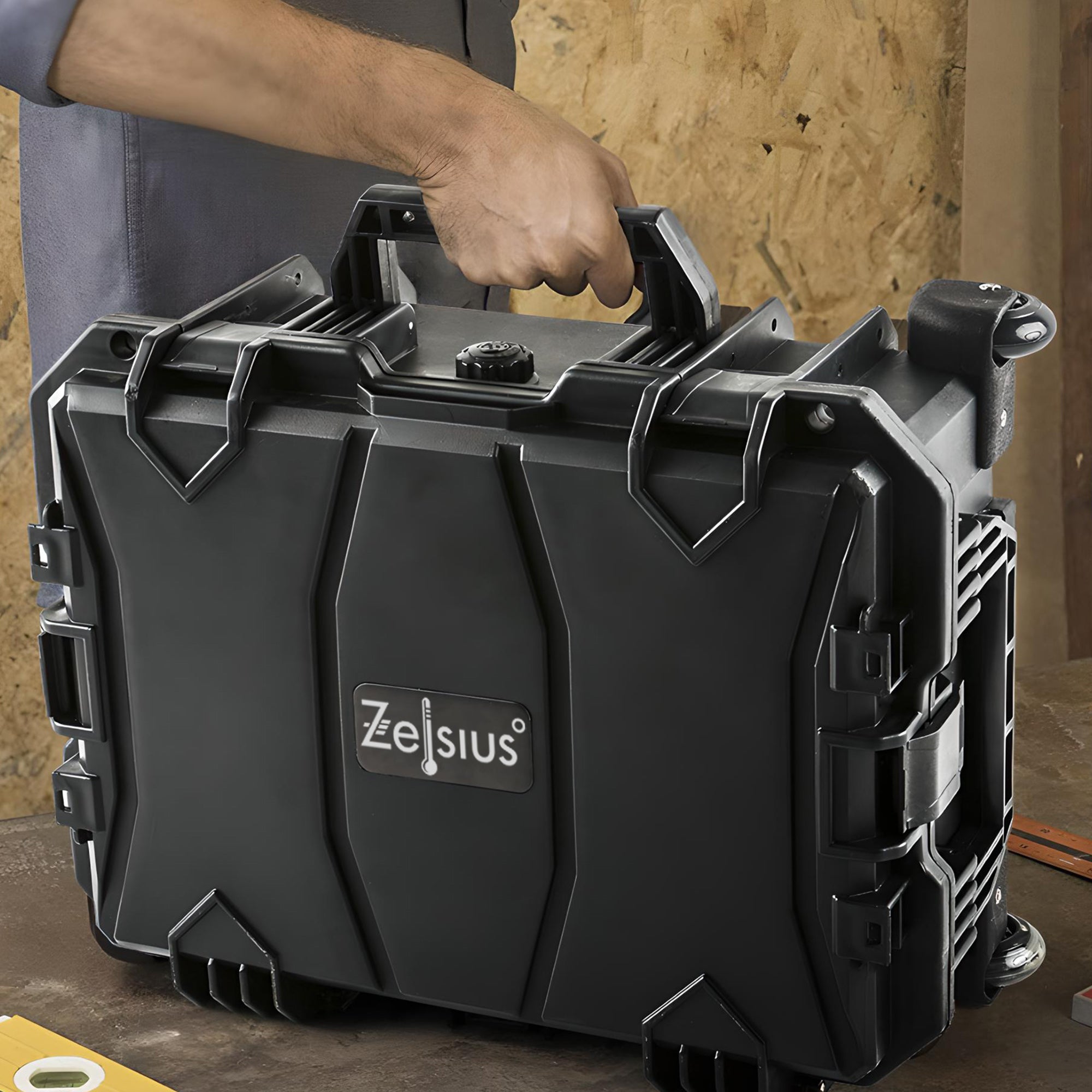 Transport case, 18 liters, including foam padding and wheels