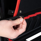 Valise de transport de 18 litres, comprenant un compartiment pour outils et des roues.