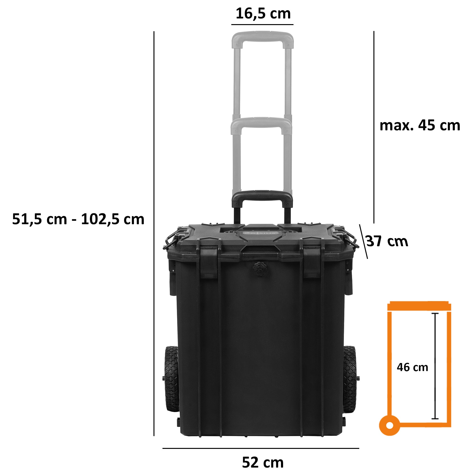 Transport case, 55.5 liters, including wheels