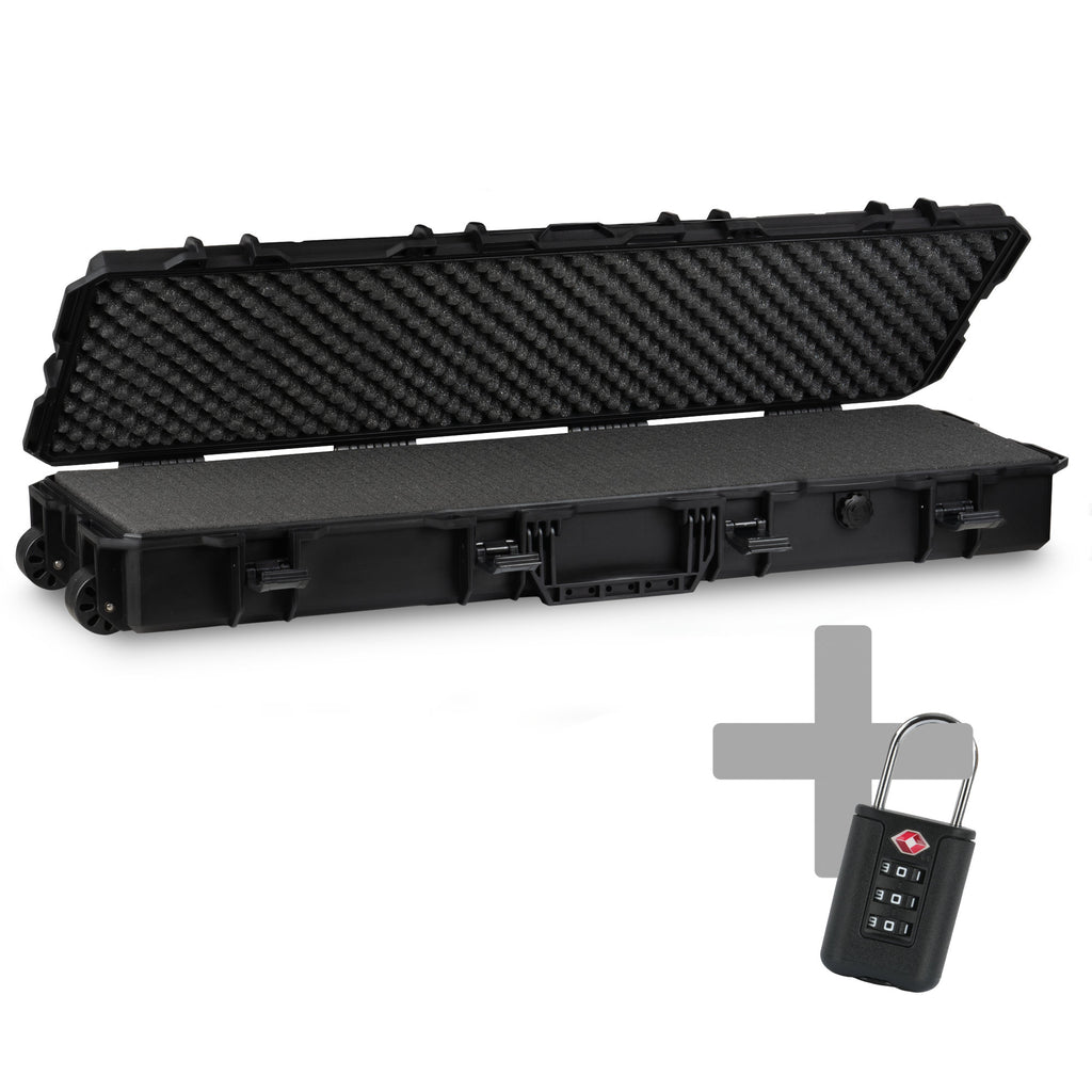 Gun case for long guns, 23.5 liters, including foam padding and TSA combination lock