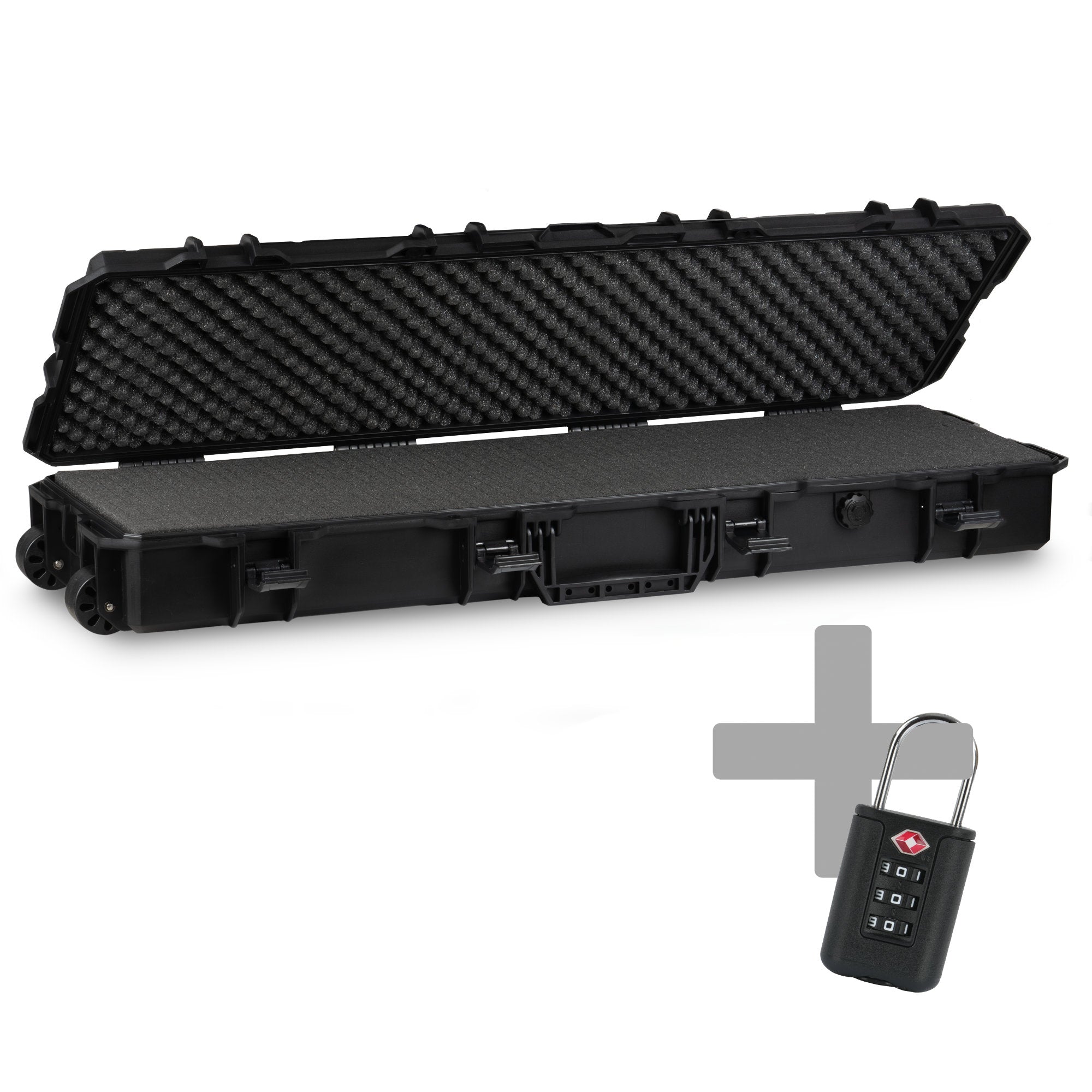 Gun case for long guns, 23.5 liters, including foam padding and TSA combination lock