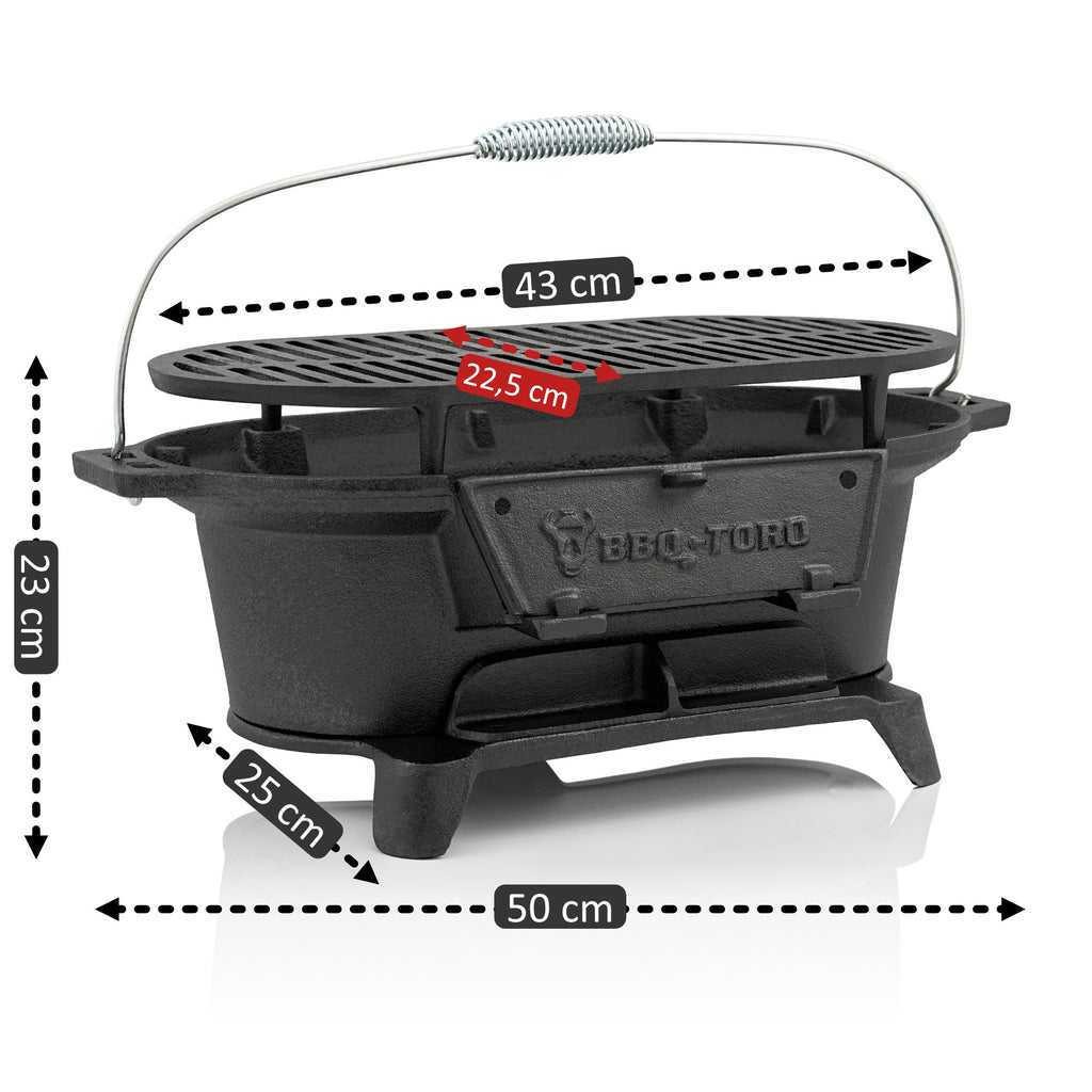 Grilltopf, 50 x 25 x 23 cm, Gusseisen, inkl. Grillrost, Hibachi Style