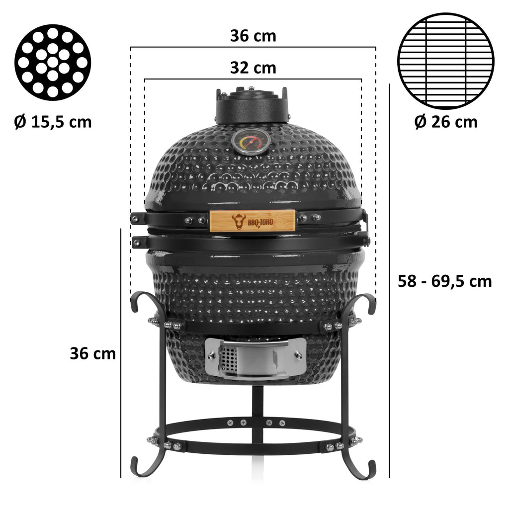 Kamado charcoal grill "HAIIRO", Ø 32 cm, incl. grill grate and thermometer