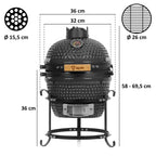 Kamado Holzkohlegrill "HAIIRO", Ø 32 cm, inkl.Grillrost und Thermometer