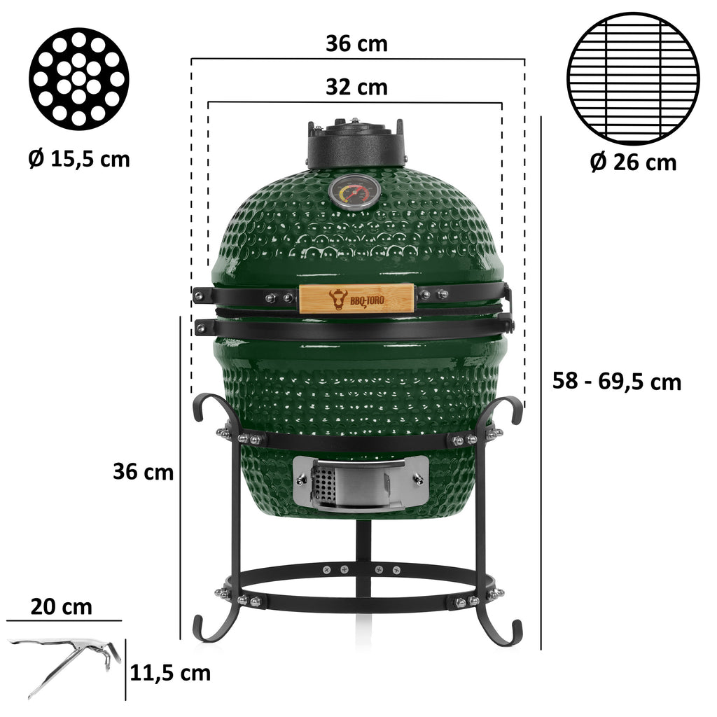 Kamado charcoal grill "HAIIRO", Ø 32 cm, incl. grill grate and thermometer