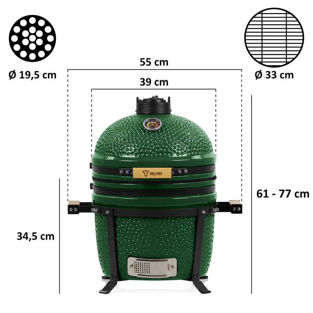 Kamado charcoal grill "SHIRO", Ø 39 cm, incl. thermometer and wooden handles