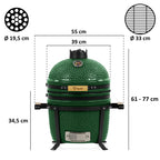 Kamado Holzkohlegrill "SHIRO", Ø 39 cm, inkl. Thermometer und Holzgriffen