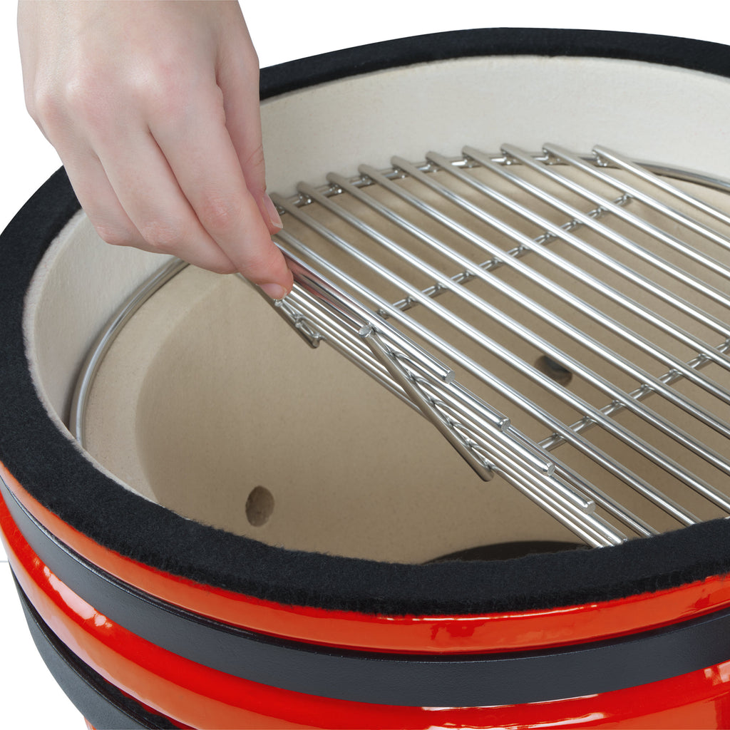 Kamado charcoal grill "SHIRO", Ø 39 cm, incl. thermometer and wooden handles