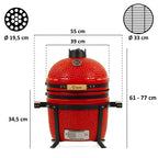 Kamado Holzkohlegrill "SHIRO", Ø 39 cm, inkl. Thermometer und Holzgriffen