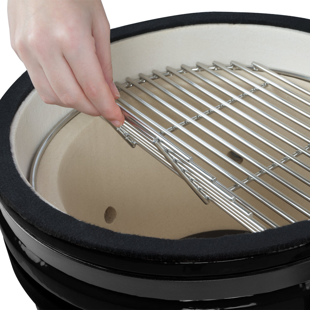 Kamado charcoal grill "SHIRO", Ø 39 cm, incl. thermometer and wooden handles