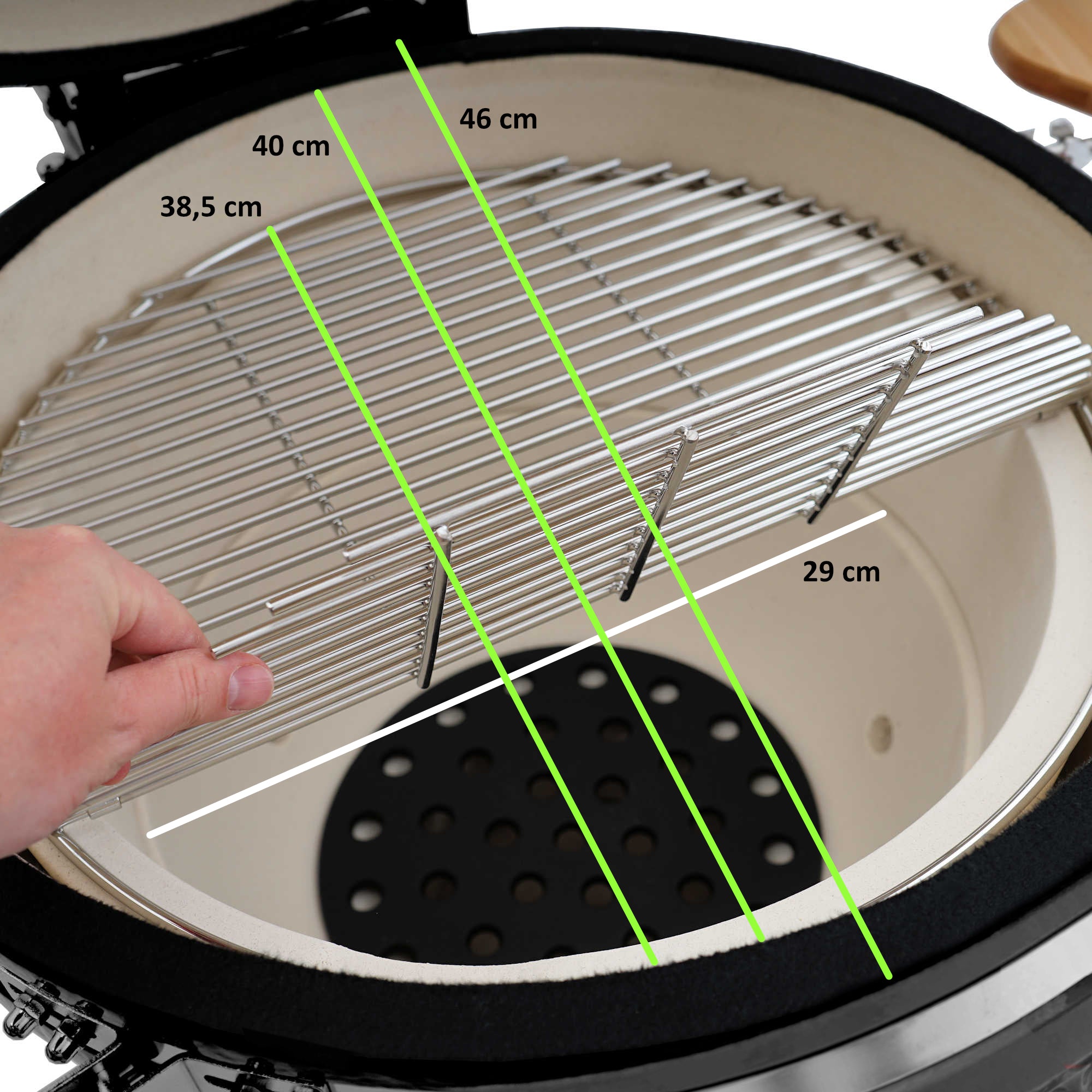 BBQ-Toro Kamado Grill Holzkohlegrill Ø 46 cm "KURO" mit Bambusablage, Thermometer, Grau