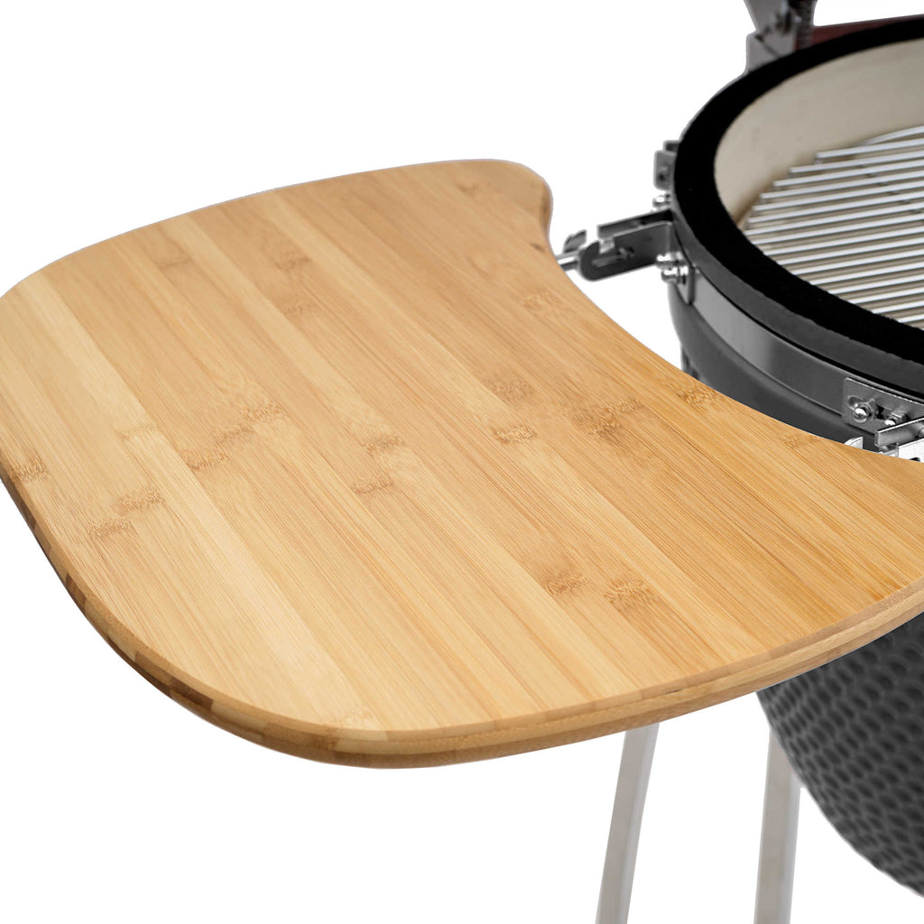 Barbecue à charbon de bois Kamado BBQ-Toro Ø 46 cm « KURO » avec étagère en bambou et thermomètre, gris
