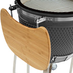 Barbecue à charbon de bois Kamado BBQ-Toro Ø 46 cm « KURO » avec étagère en bambou et thermomètre, gris
