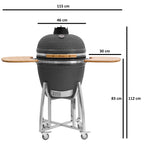 Barbecue à charbon de bois Kamado BBQ-Toro Ø 46 cm « KURO » avec étagère en bambou et thermomètre, gris