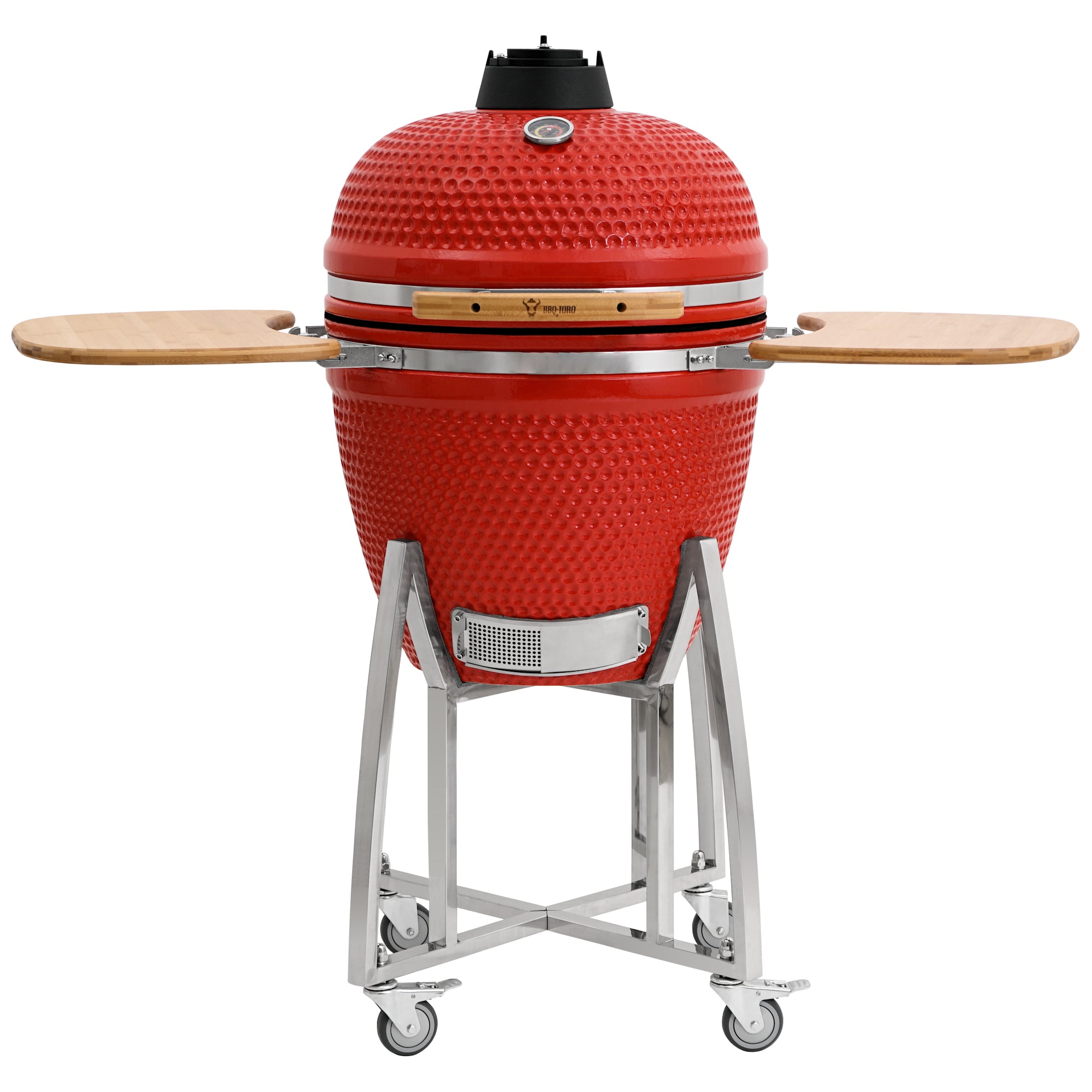BBQ-Toro Kamado Grill Holzkohlegrill Ø 46 cm "KURO" mit Bambusablage, Thermometer, Grau