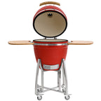 Barbecue à charbon de bois Kamado BBQ-Toro Ø 46 cm « KURO » avec étagère en bambou et thermomètre, gris