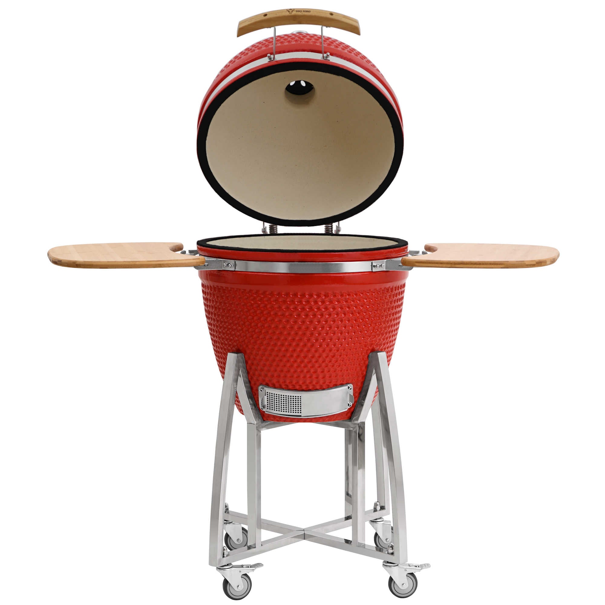 Barbecue à charbon de bois Kamado BBQ-Toro Ø 46 cm « KURO » avec étagère en bambou et thermomètre, gris