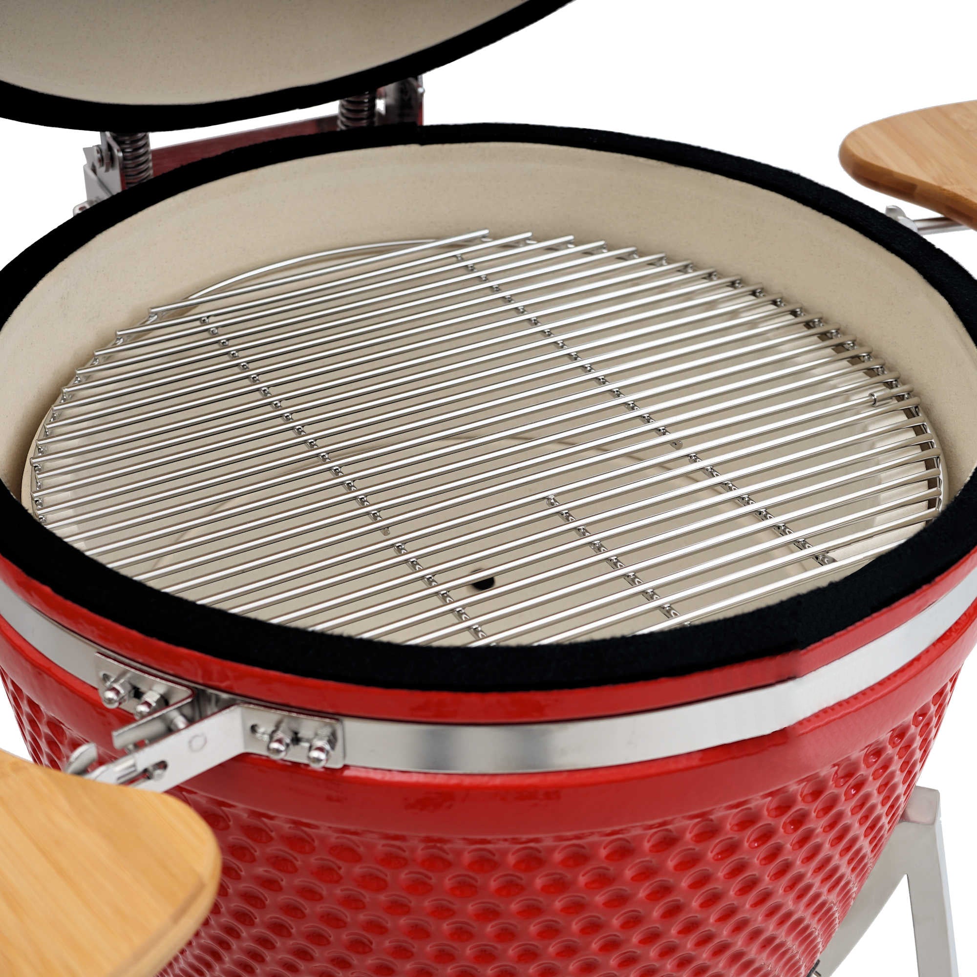 Barbecue à charbon de bois Kamado BBQ-Toro Ø 46 cm « KURO » avec étagère en bambou et thermomètre, gris