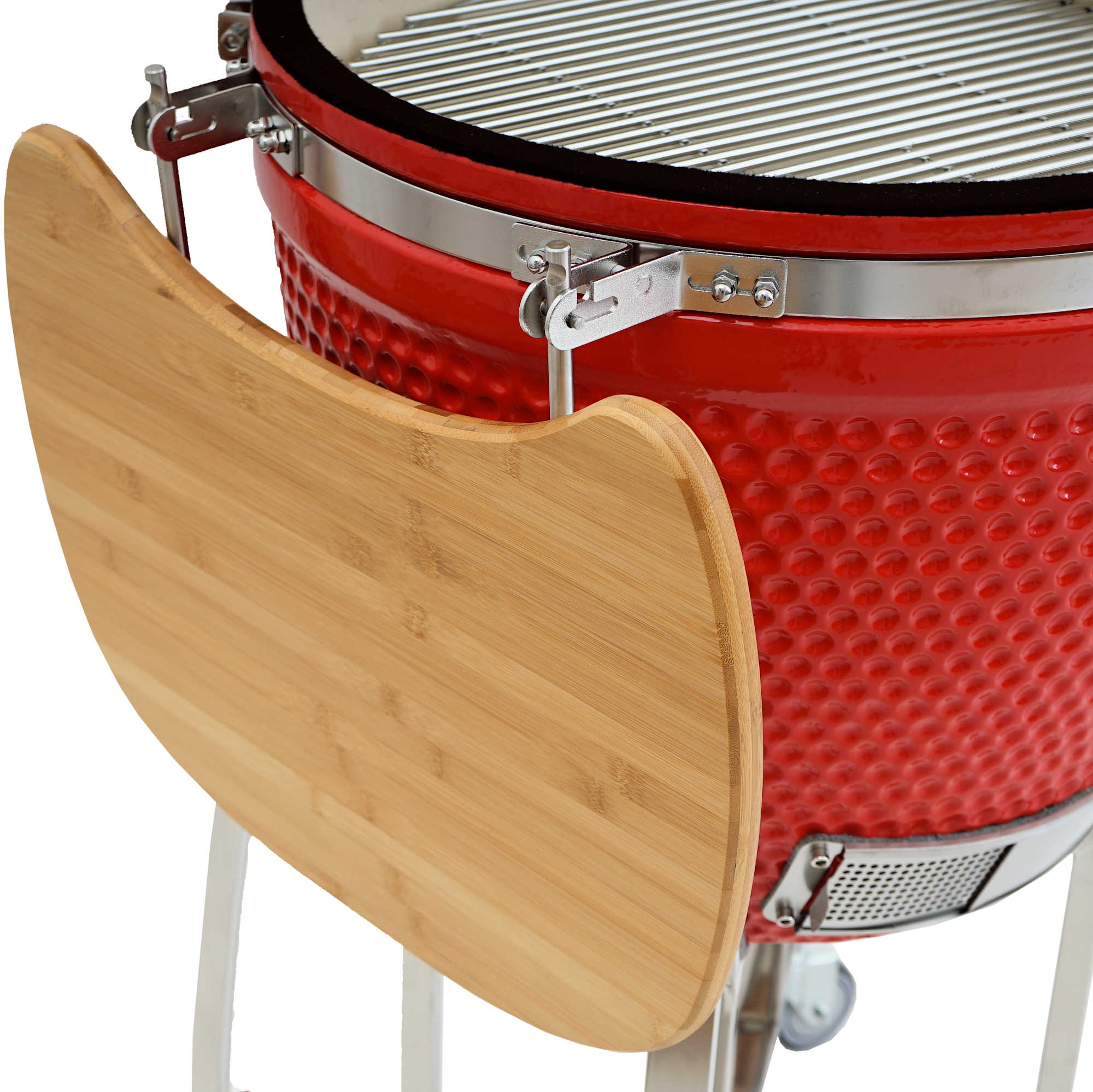 Barbecue à charbon de bois Kamado BBQ-Toro Ø 46 cm « KURO » avec étagère en bambou et thermomètre, gris