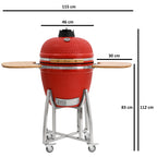 Barbecue à charbon de bois Kamado BBQ-Toro Ø 46 cm « KURO » avec étagère en bambou et thermomètre, gris