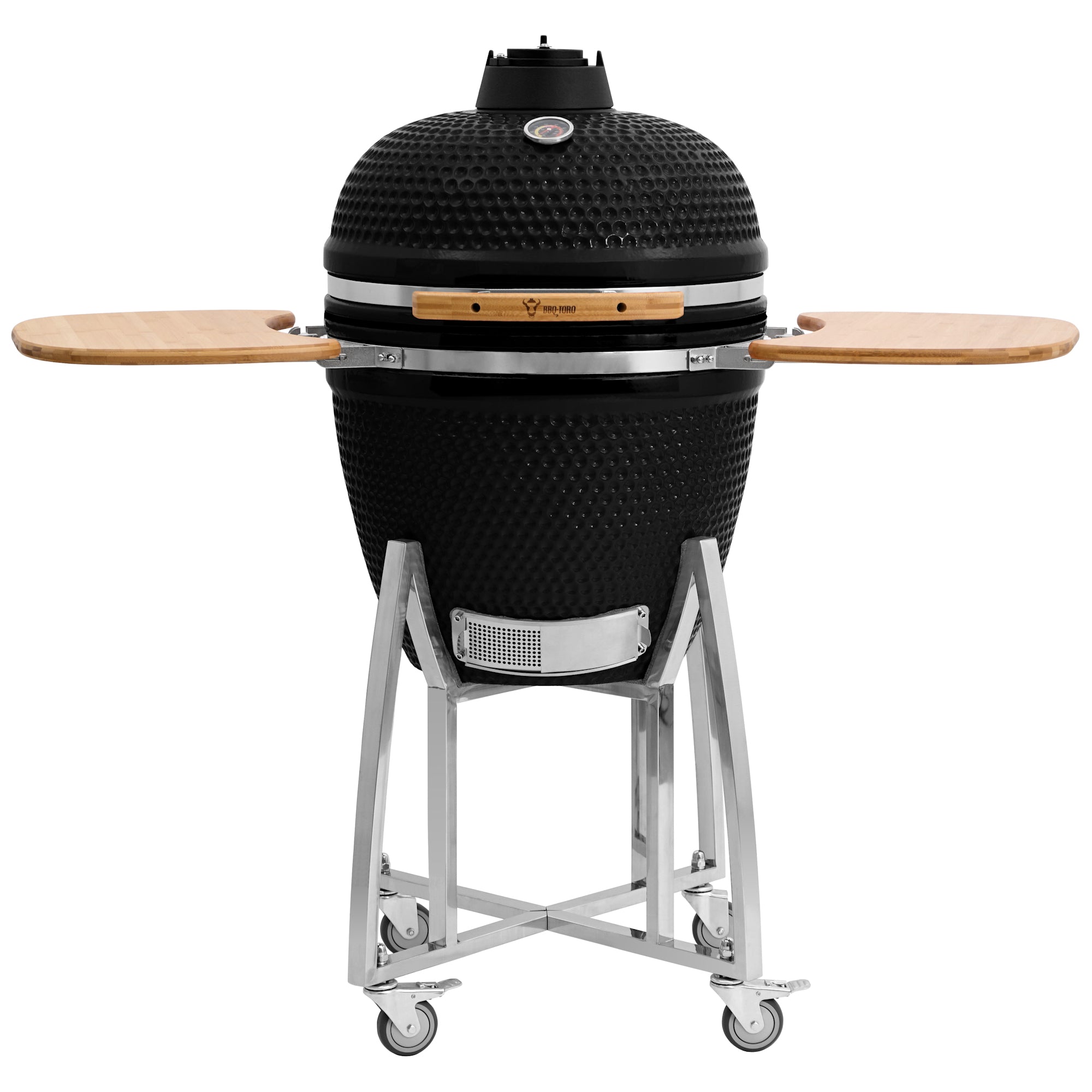 BBQ-Toro Kamado Grill Holzkohlegrill Ø 46 cm "KURO" mit Bambusablage, Thermometer, Grau