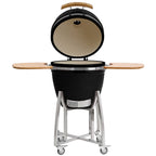 Barbecue à charbon de bois Kamado BBQ-Toro Ø 46 cm « KURO » avec étagère en bambou et thermomètre, gris
