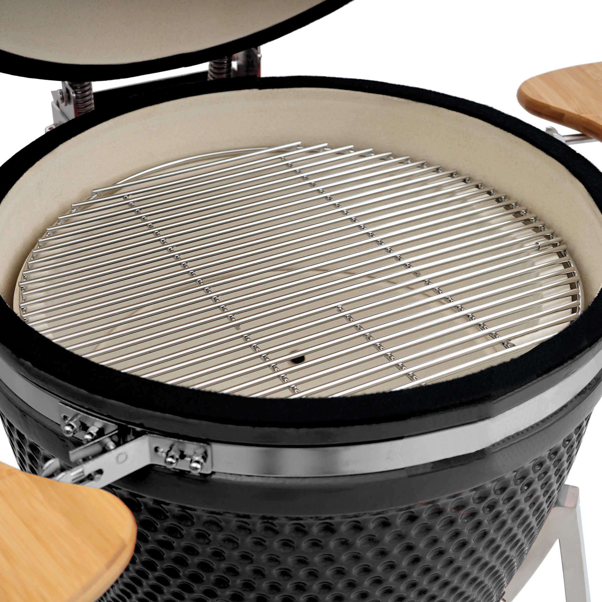 Barbecue à charbon de bois Kamado BBQ-Toro Ø 46 cm « KURO » avec étagère en bambou et thermomètre, gris