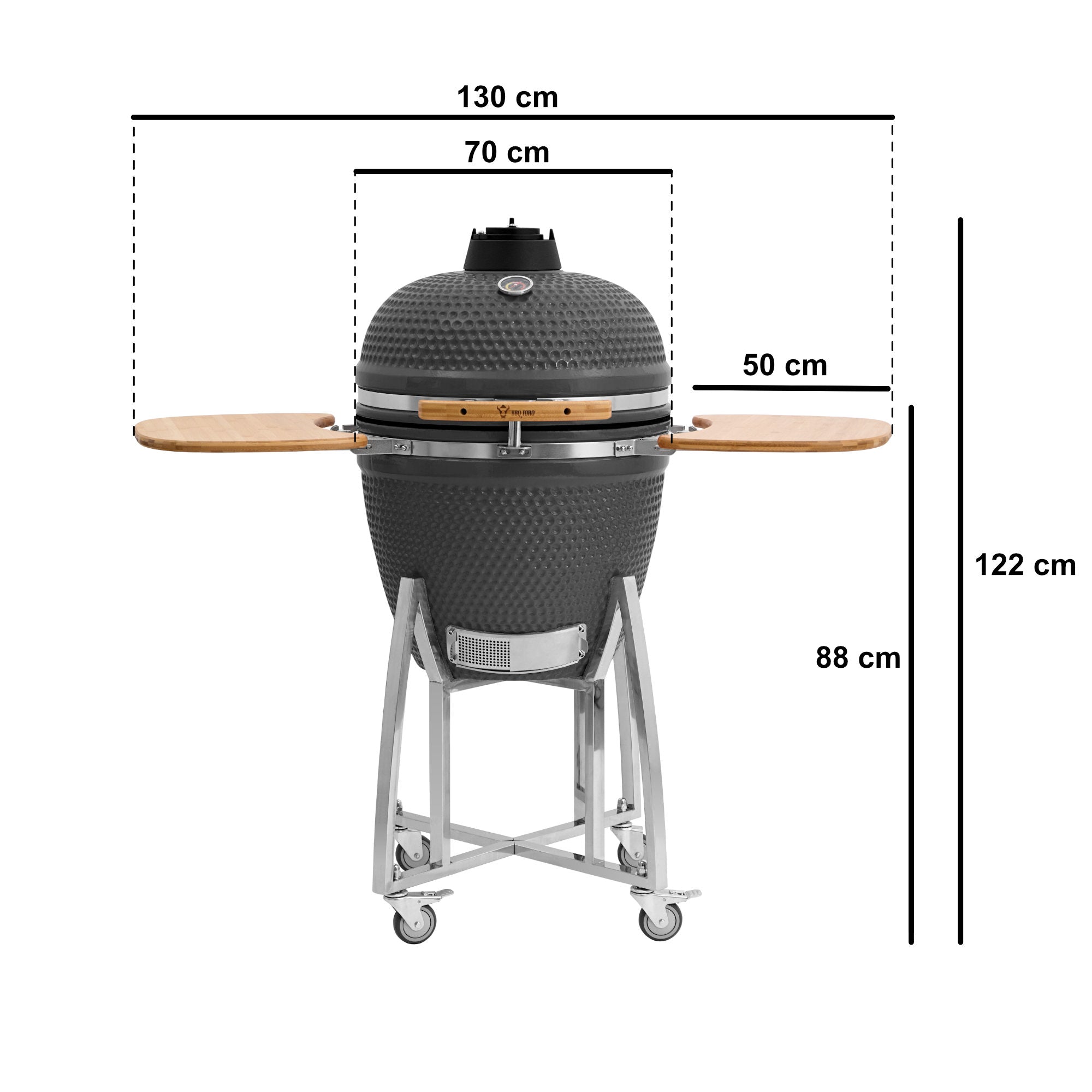 Barbecue à charbon de bois Kamado « KURO », Ø 52 cm, avec grille et thermomètre