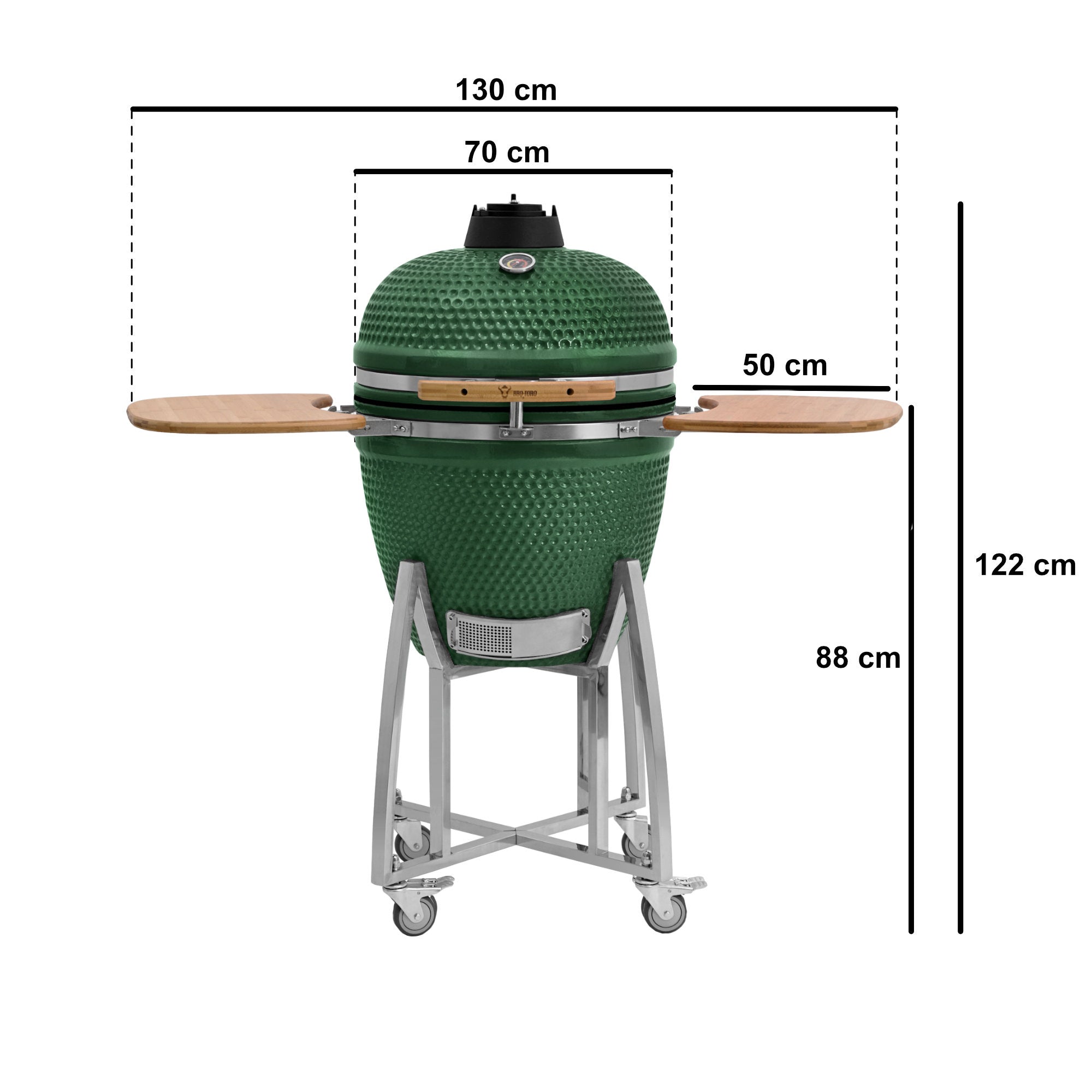 Barbecue à charbon de bois Kamado « KURO », Ø 52 cm, avec grille et thermomètre