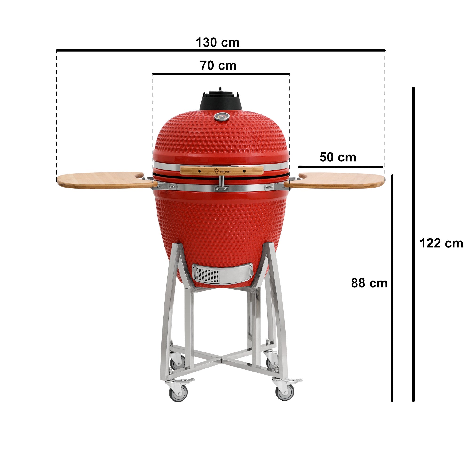 Barbecue à charbon de bois Kamado « KURO », Ø 52 cm, avec grille et thermomètre