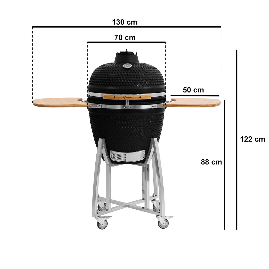 Barbecue à charbon de bois Kamado « KURO », Ø 52 cm, avec grille et thermomètre