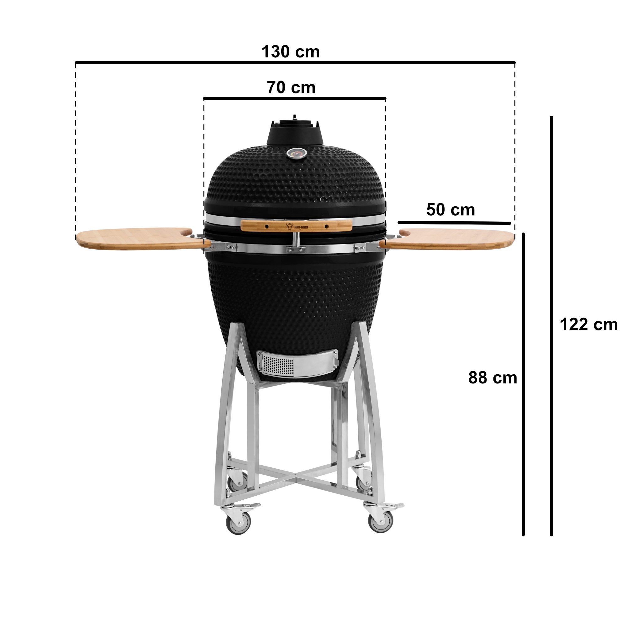 Barbecue à charbon de bois Kamado « KURO », Ø 52 cm, avec grille et thermomètre