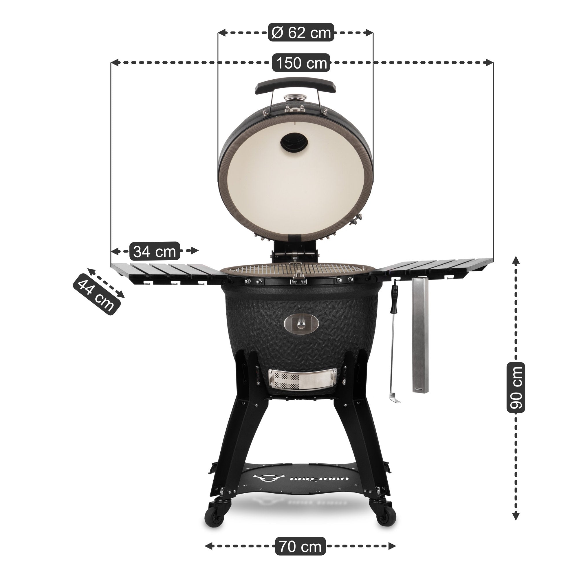 Kamado Holzkohlegrill "Yoru", inkl. Thermometer, Rädern