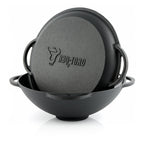 Kazan et son support, 32 cm, en fonte, couvercle inclus