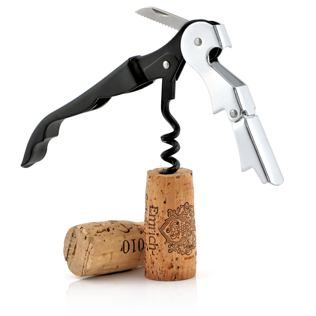 Service de table comprenant 2 verres à vin, un rafraîchisseur de bouteille et un couteau de serveur