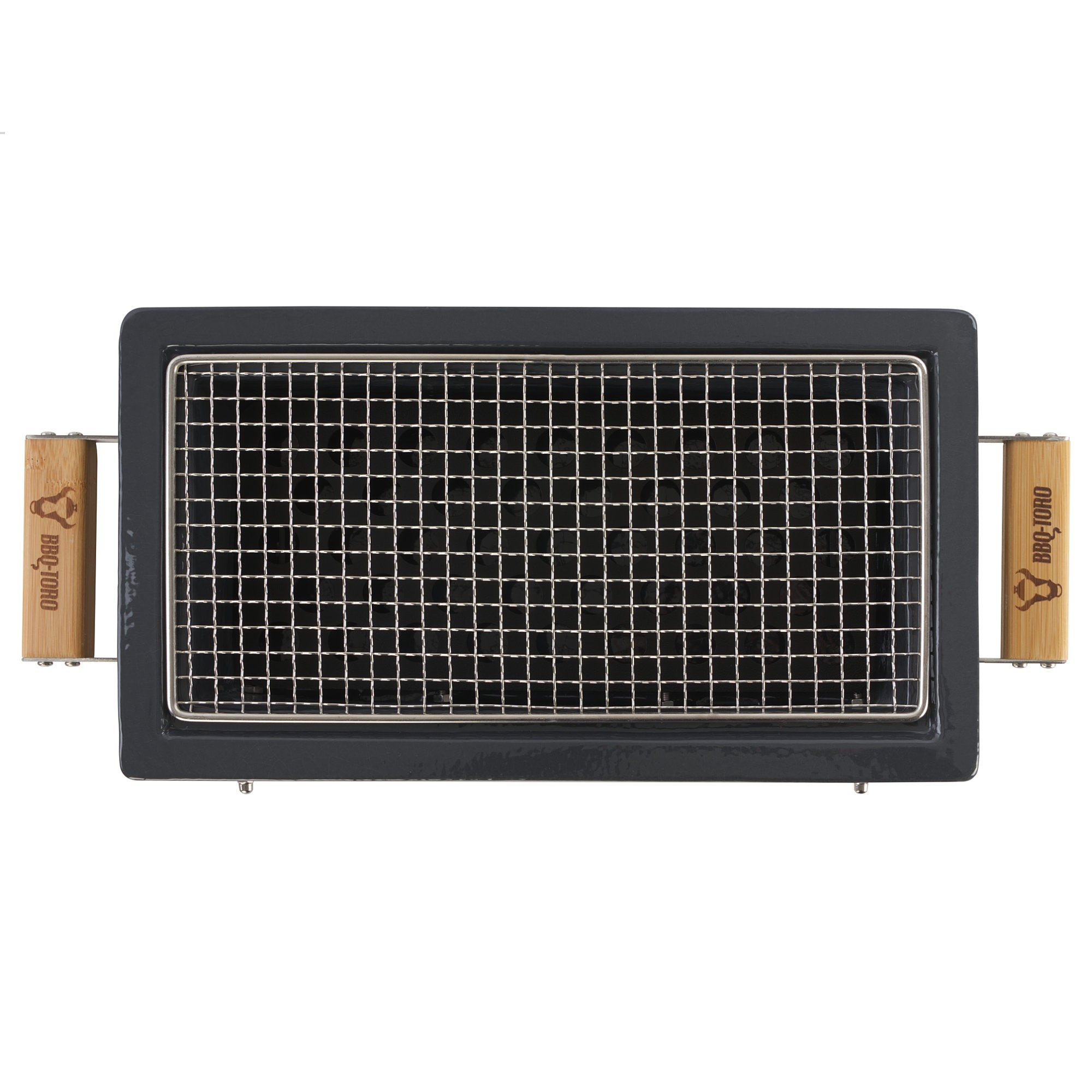 Holzkohletischgrill, Keramik, inkl. Holzunterlage