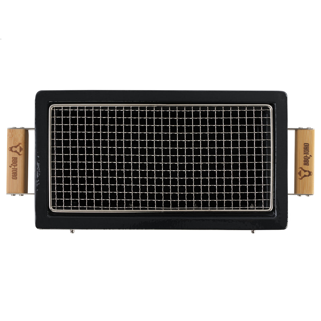 Holzkohletischgrill, Keramik, inkl. Holzunterlage