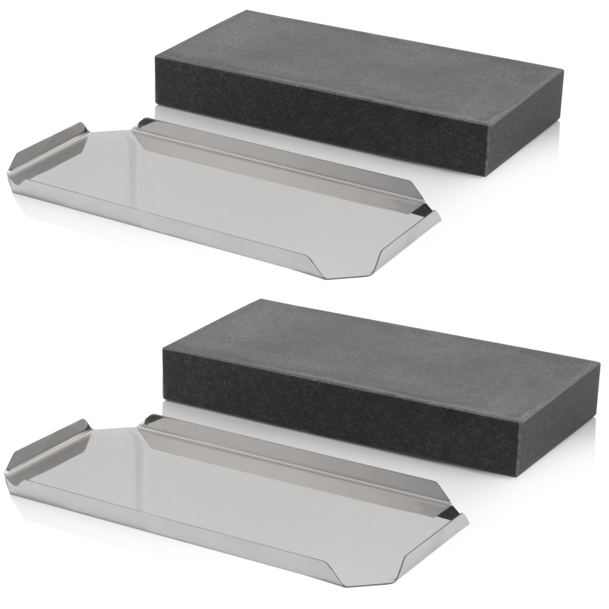 Pierre de lave, 20 x 10 x 3 cm, plateau en acier inoxydable inclus