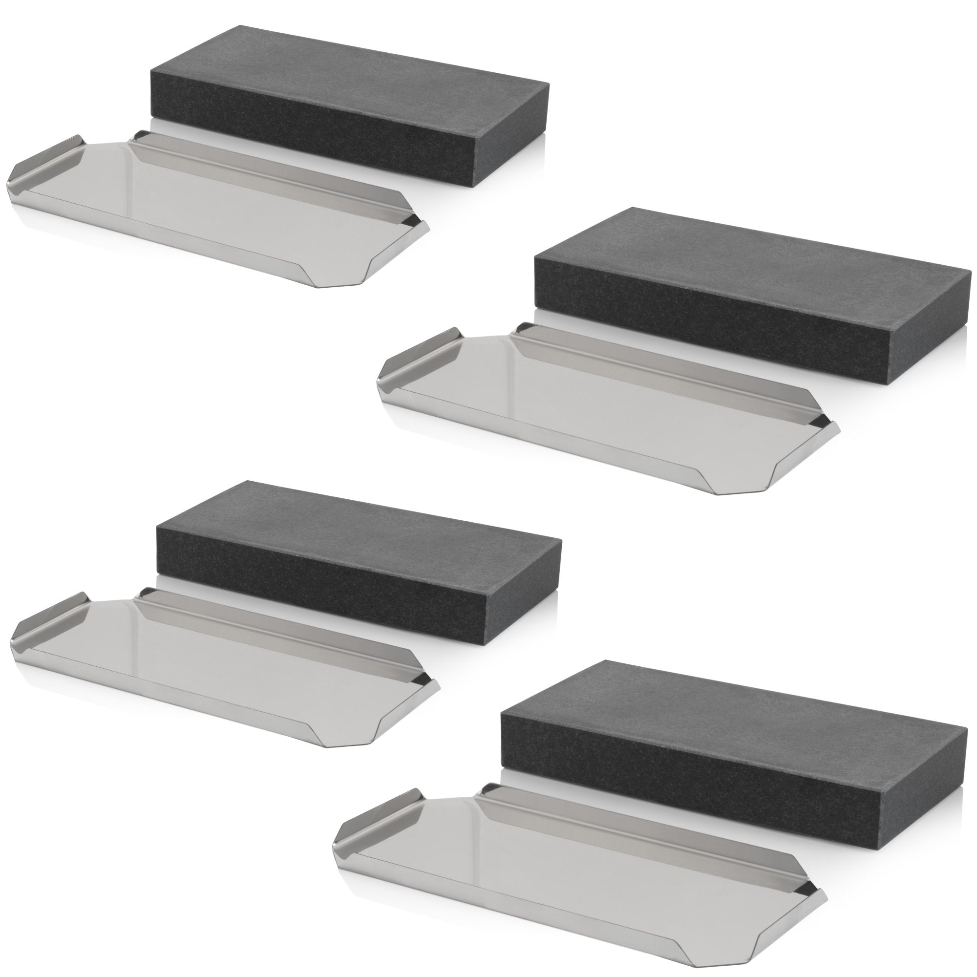 Pierre de lave, 20 x 10 x 3 cm, plateau en acier inoxydable inclus