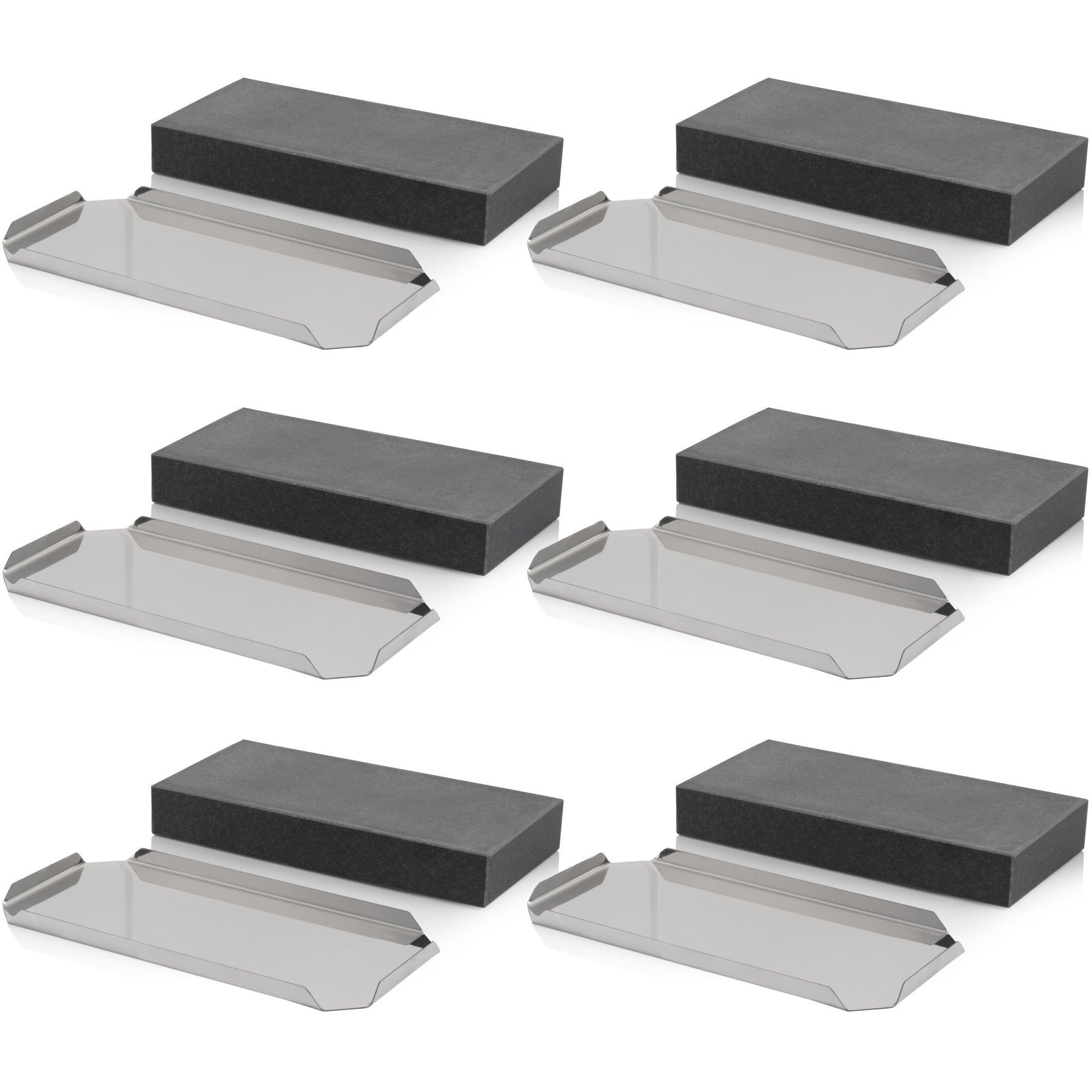 Pierre de lave, 20 x 10 x 3 cm, plateau en acier inoxydable inclus