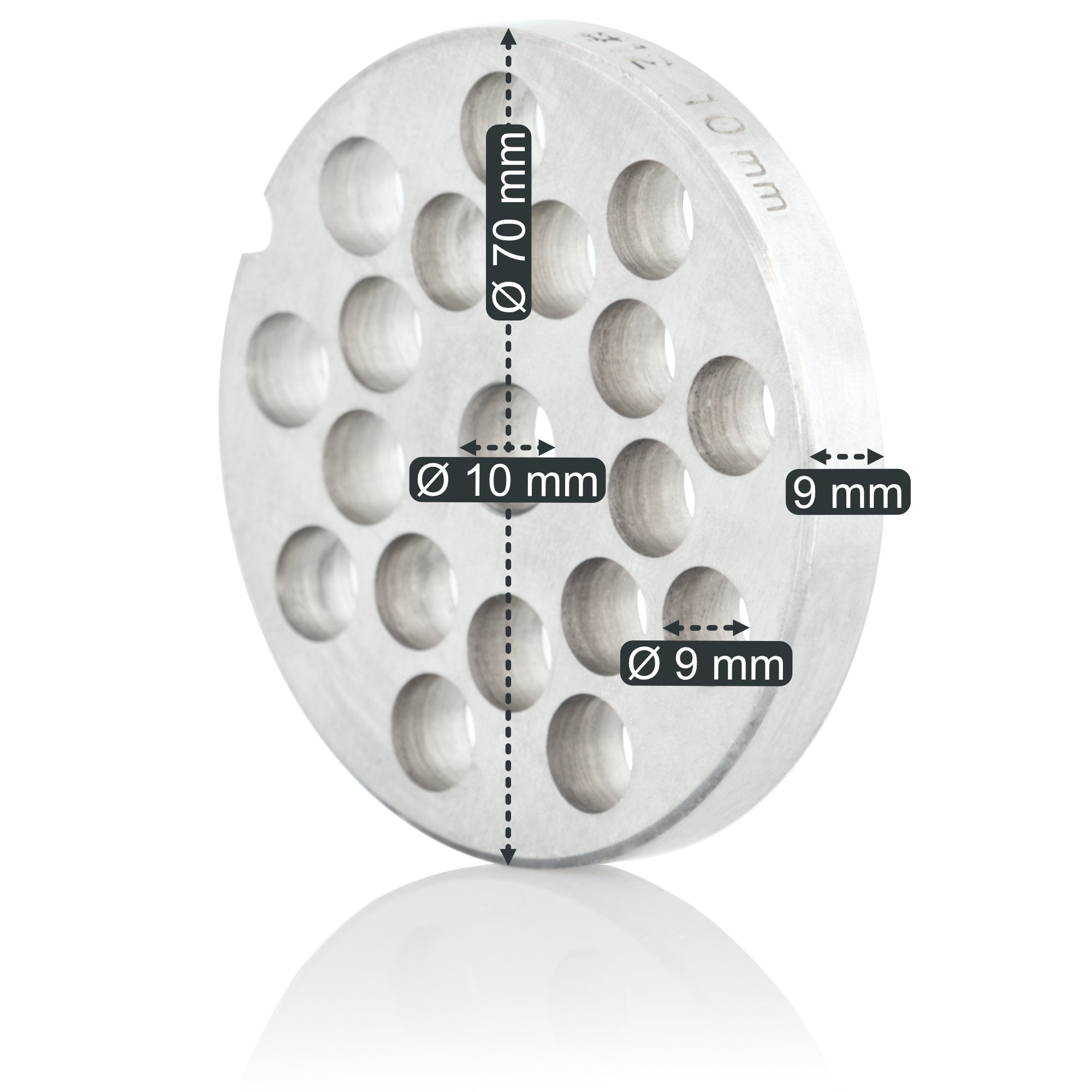 Disque perforé pour hachoir à viande, Ø 7 cm, trous Ø 9 mm