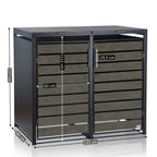 Ensemble de 2 poubelles, anthracite RAL 7016, porte aspect bois