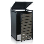 Coffre à poubelles, anthracite RAL 7016, porte aspect bois