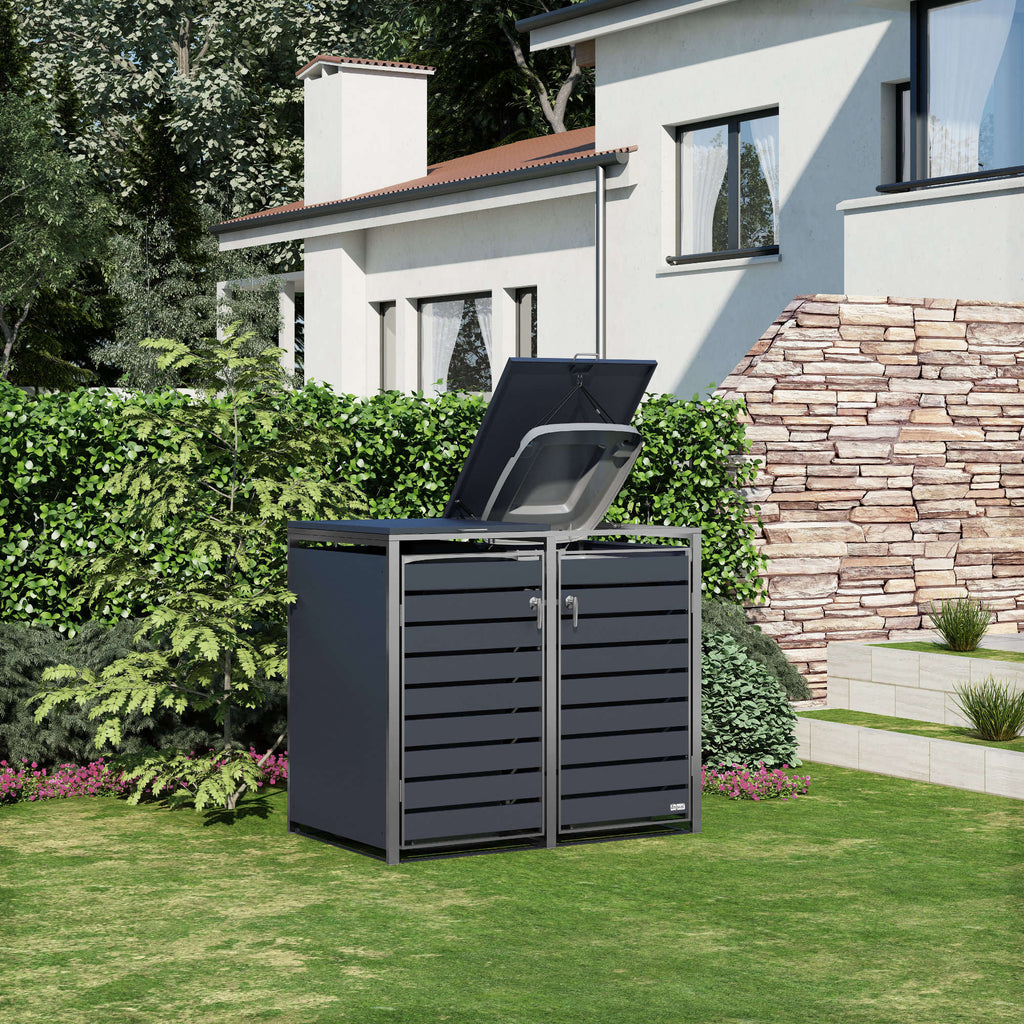 Boîte de rangement pour poubelles, lot de 3, anthracite RAL 7016