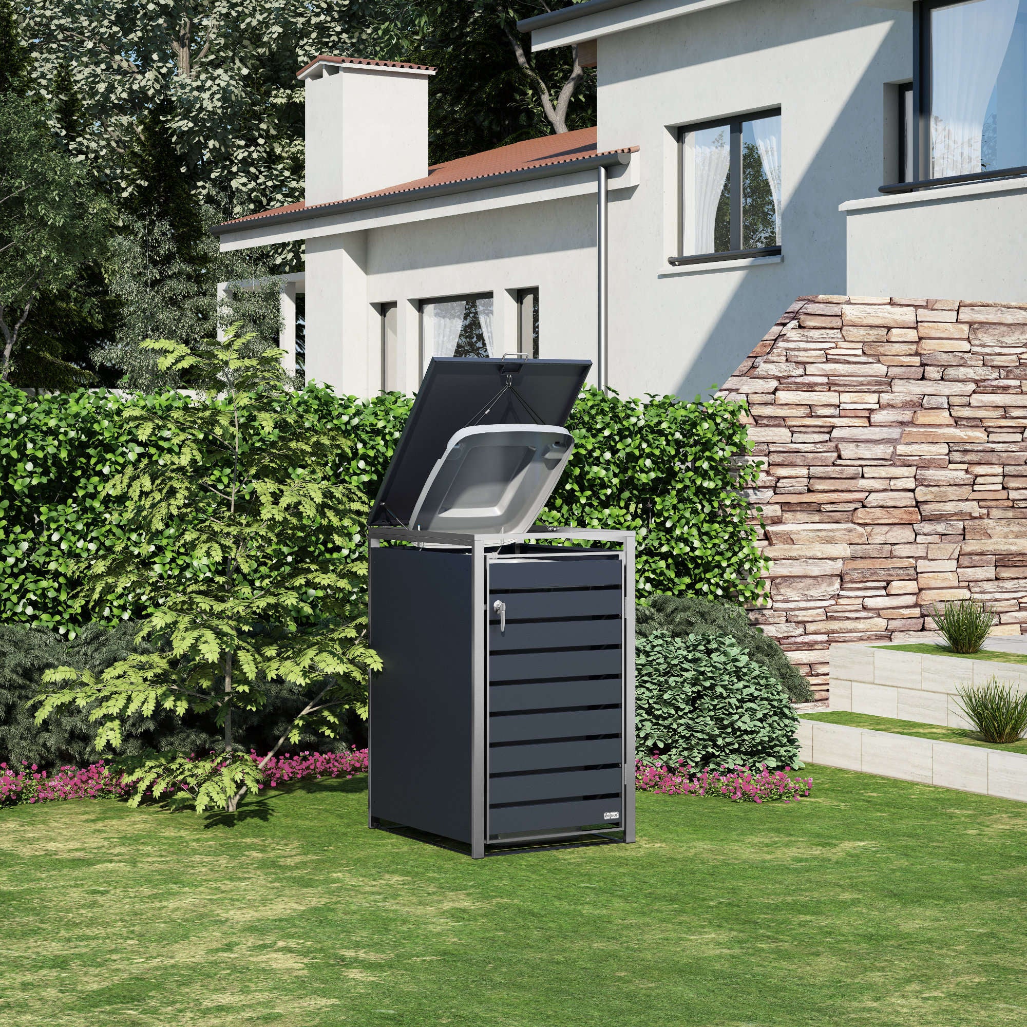 Bin storage box, set of 3, anthracite RAL 7016