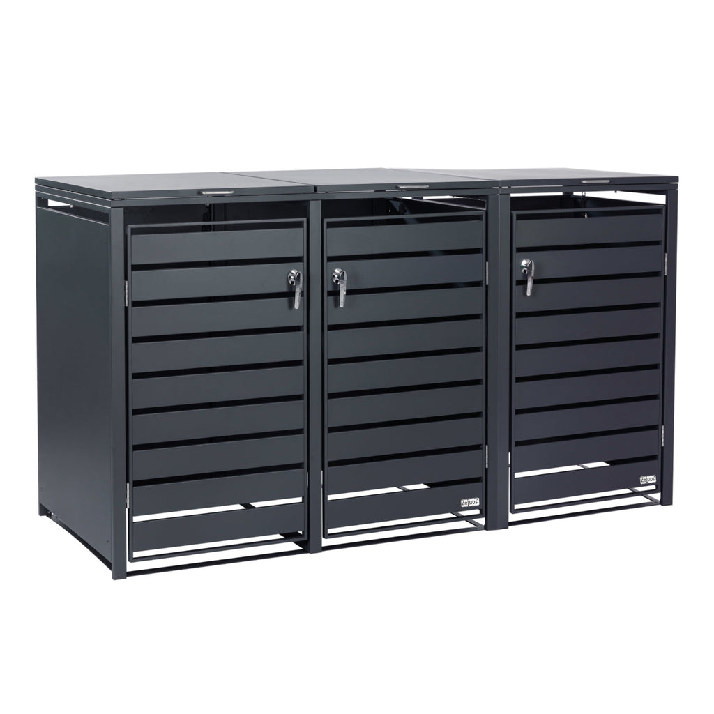 Mülltonnenbox, 3er Set, Anthrazit RAL 7016