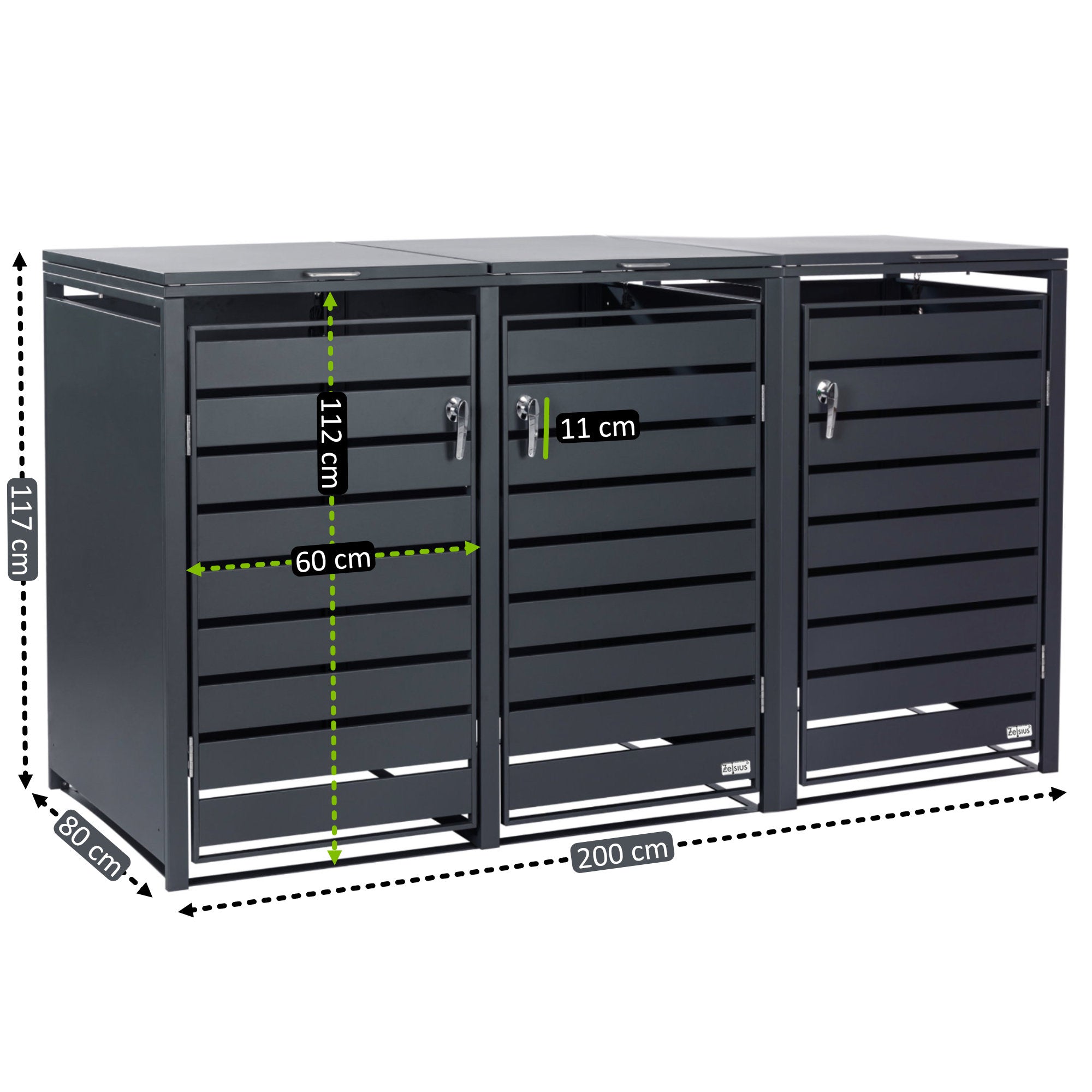 Boîte de rangement pour poubelles, lot de 3, anthracite RAL 7016